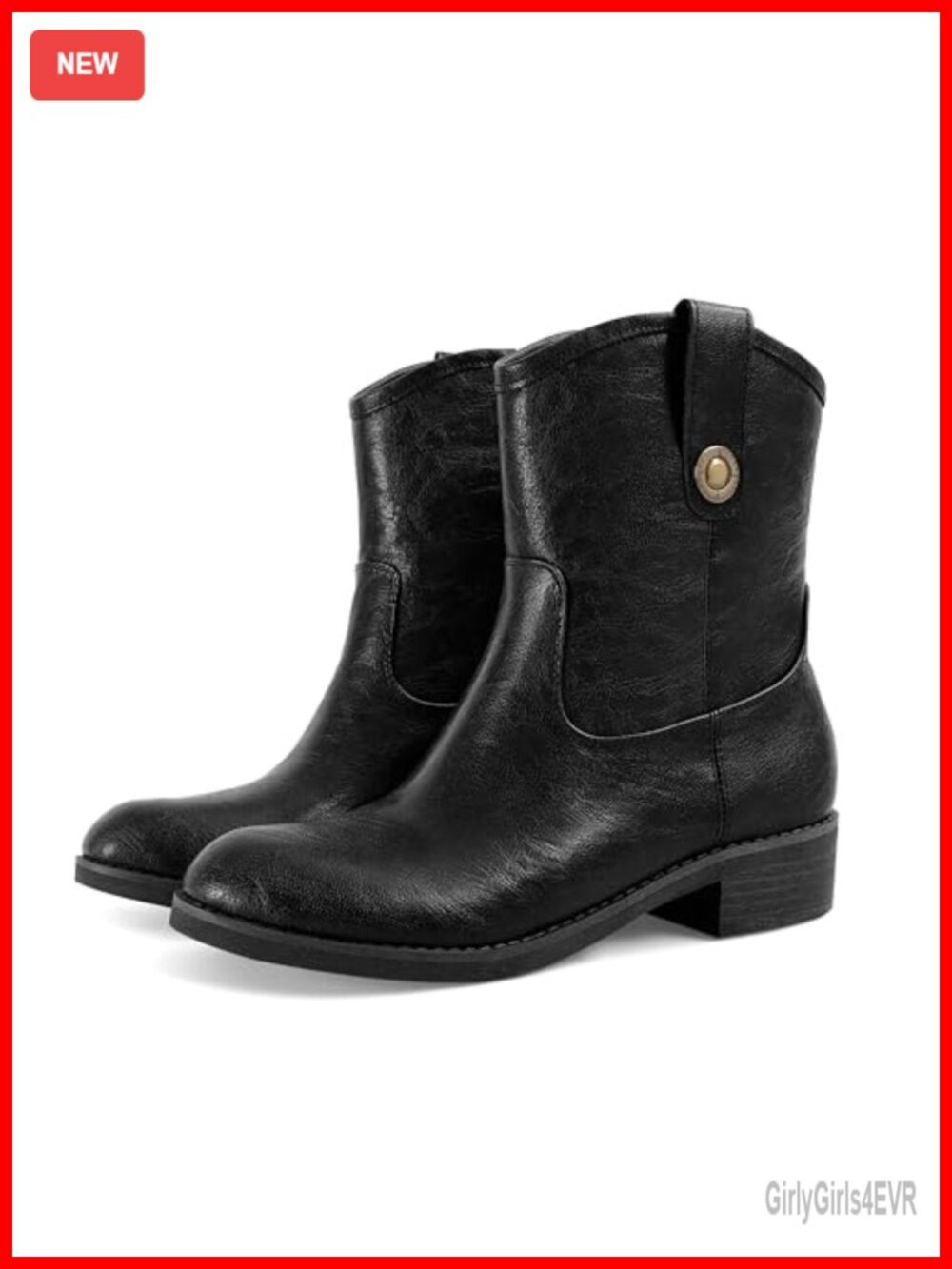 Faux Leather Wide Calf Ankle Booties Flat Round Toe Side Zip